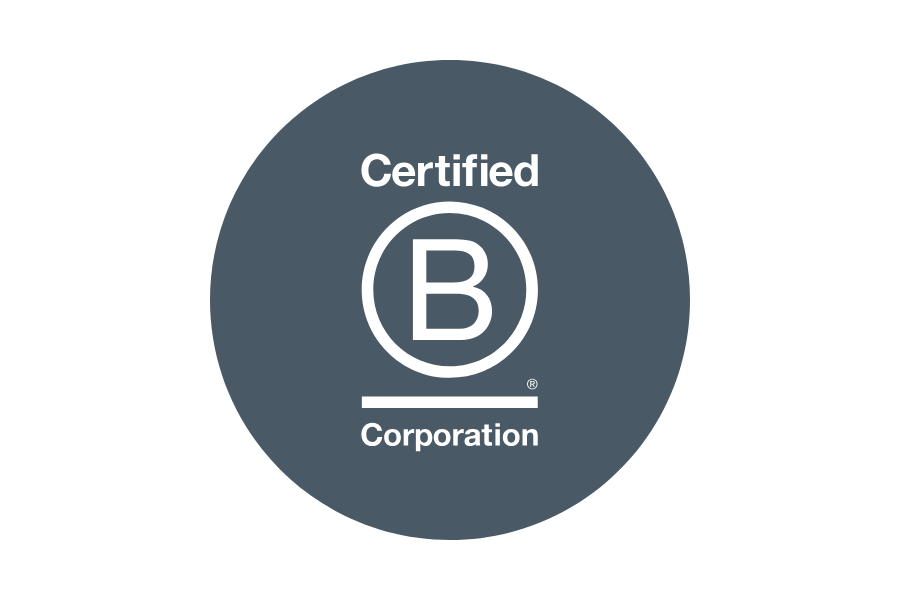 Bcorp logo in blue circle